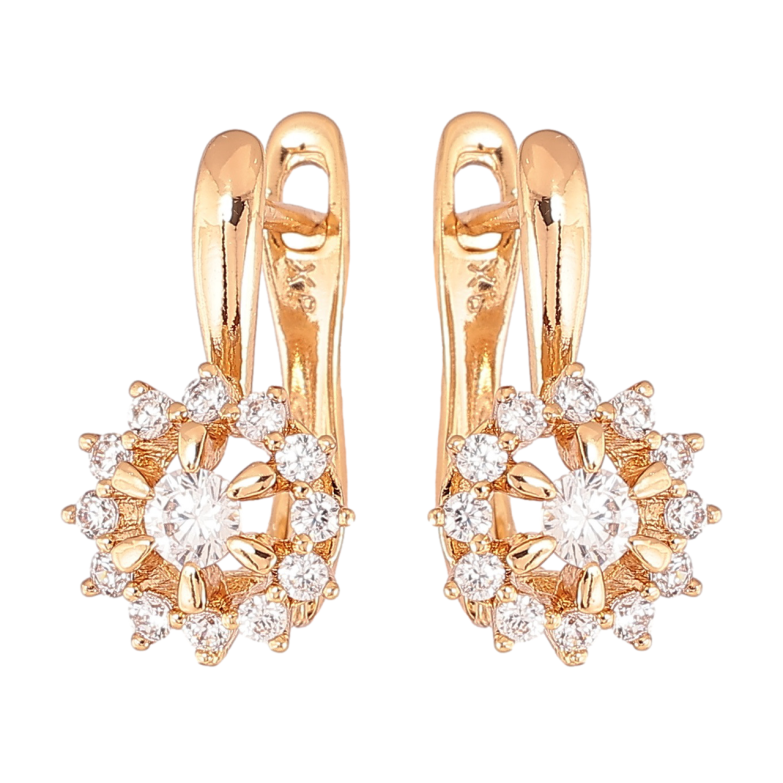 Сережки Xuping Позолота 18K англійський замок «Квіточки з цирконієм» фото №1