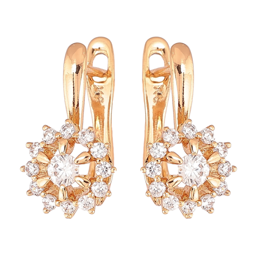 Серьги Xuping Позолота 18K английский замок Цветочки с цирконием фото №1