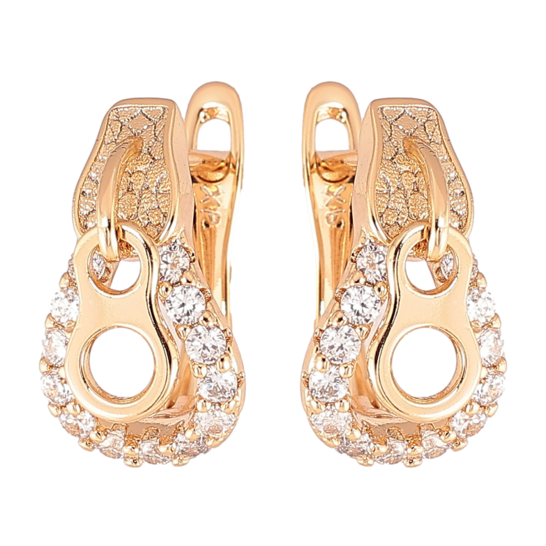 Сережки Xuping Позолота 18K англійський замок «Бігунки з цирконієм» фото №1