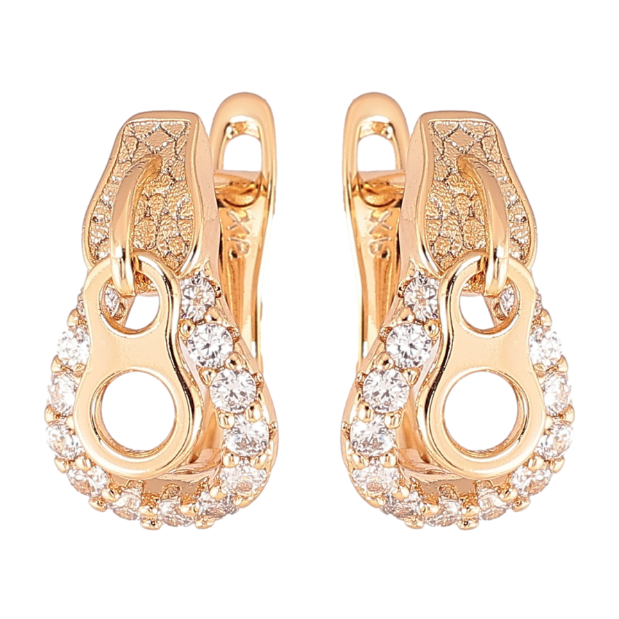 Серьги Xuping Позолота 18K английский замок Бегунки с цирконием фото №1