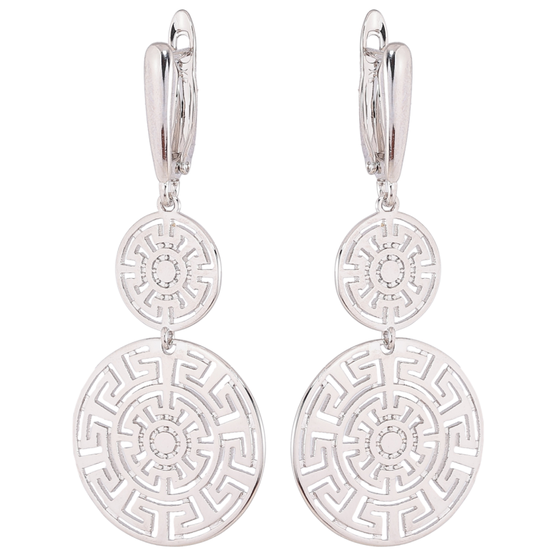 Серьги Xuping Родий английский замок Подвески с резным греческим узором фото №3