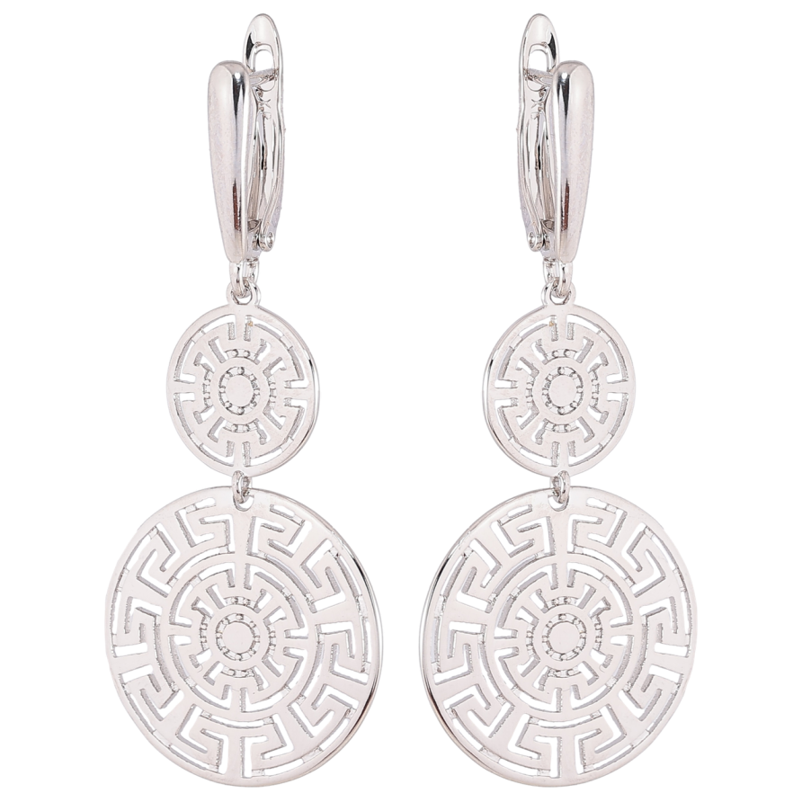 Серьги Xuping Родий английский замок Подвески с резным греческим узором фото №1