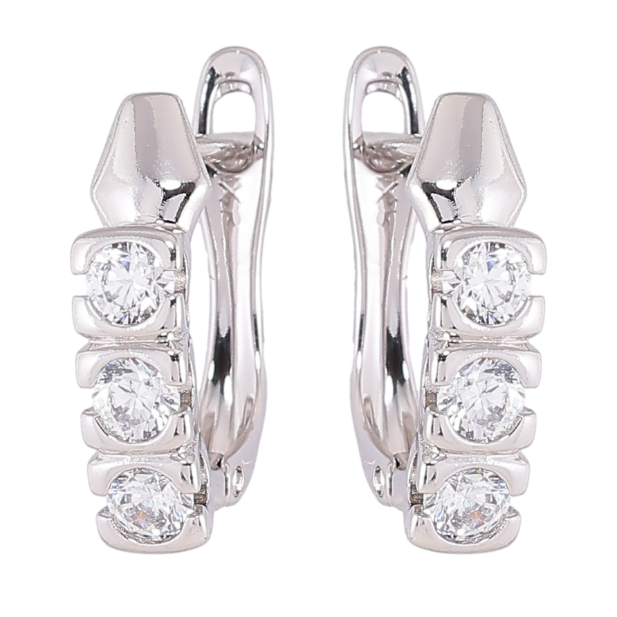 Сережки Xuping Родій англійський замок «Три кристали» фото №1