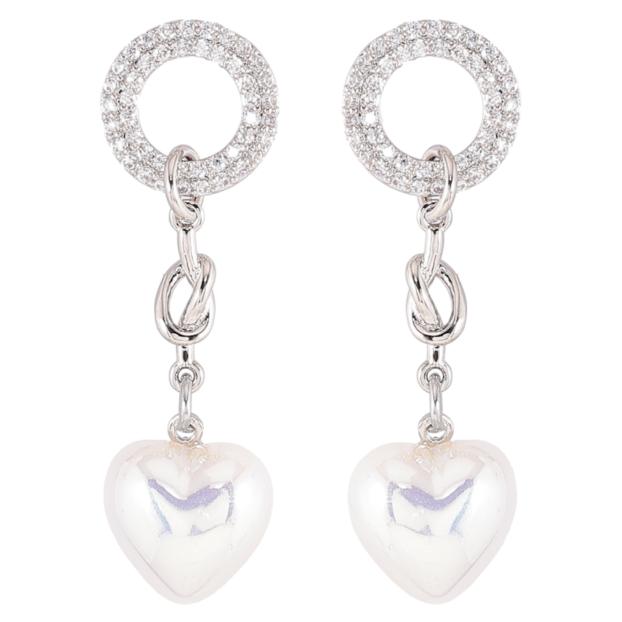 Сережки Xuping Родій пусети «Підвіски з перламутровими сердечками» фото №1