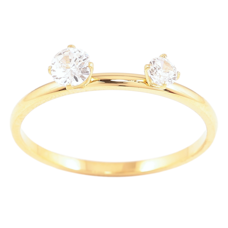 Кольцо Xuping TTM Stainless Steel Цвет 14К Два кристалла фото №18