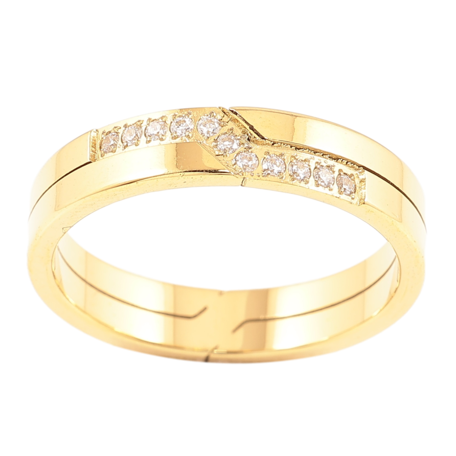 Кольцо Xuping TTM Stainless Steel Цвет 14К Узор с цирконием, шир. 4мм фото №1