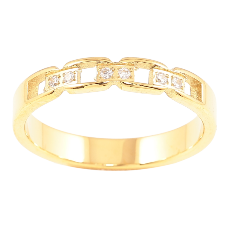 Каблучка Xuping TTM Stainless Steel Колір 14К «Візерунок з цирконієм» фото №16