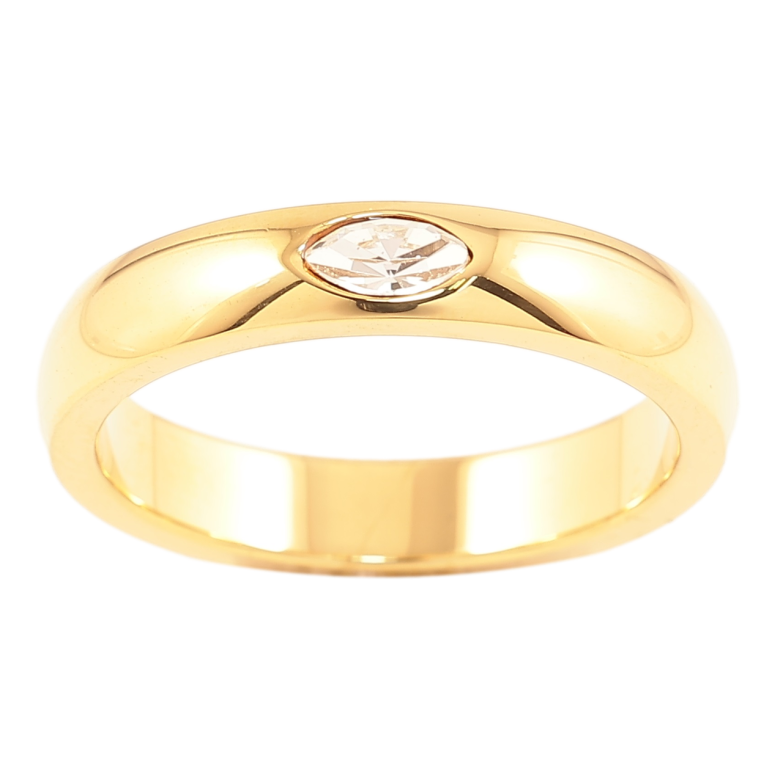 Каблучка Xuping TTM Stainless Steel Колір 14К «Вставка цирконій, шир. 4мм» фото №1