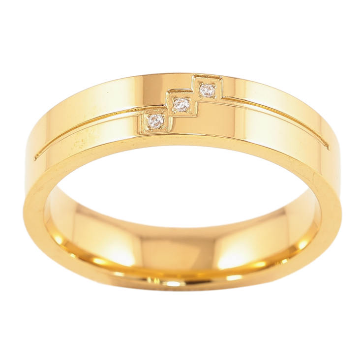 Кольцо Xuping TTM Stainless Steel Цвет 14К Узор с цирконием, шир. 4.5мм фото №5