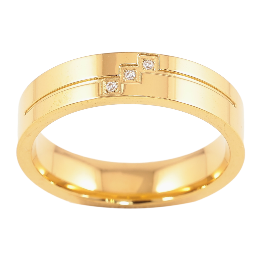 Кольцо Xuping TTM Stainless Steel Цвет 14К Узор с цирконием, шир. 4.5мм фото №1
