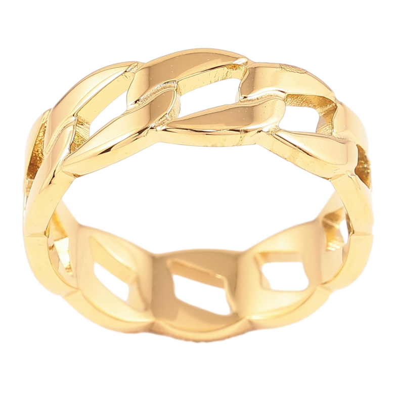 Каблучка Xuping TTM Stainless Steel Колір 14К «Візерунок ланцюжок» фото №4