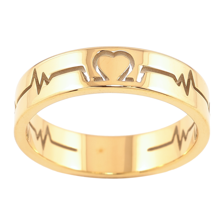 Кольцо Xuping TTM Stainless Steel Цвет 14К Кардиограмма, шир. 5мм фото №6