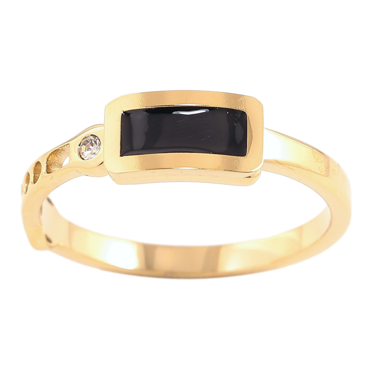 Кольцо Xuping TTM Stainless Steel Цвет 14К Декоративный узор с черной эмалью фото №8