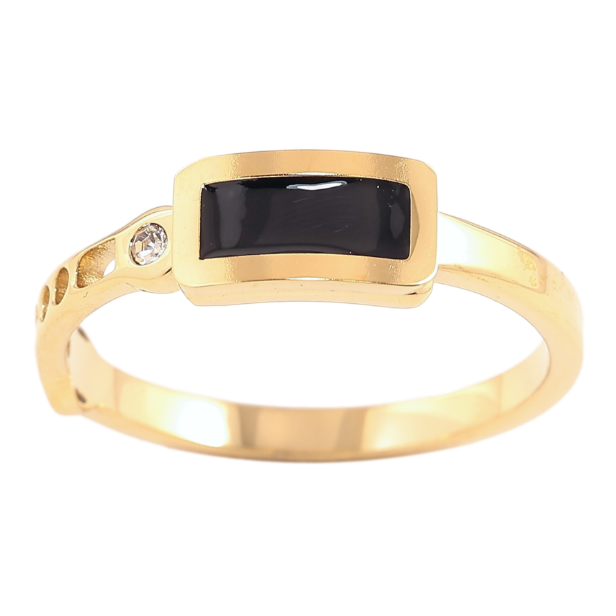 Кольцо Xuping TTM Stainless Steel Цвет 14К Декоративный узор с черной эмалью фото №1