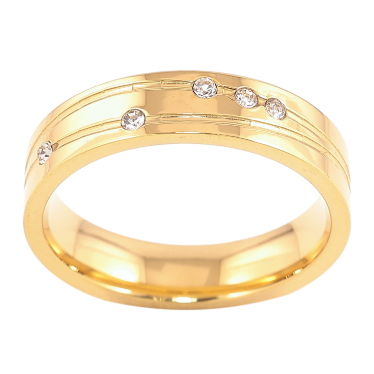 Кольцо Xuping TTM Stainless Steel Цвет 14К Узор с цирконием, шир. 4.5мм фото №17