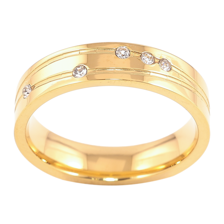 Каблучка Xuping TTM Stainless Steel Колір 14К «Візерунок з цирконієм, шир. 4.5мм» фото №4