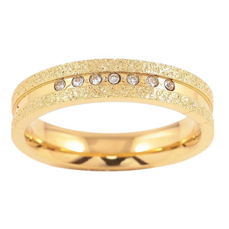 Кольцо Xuping TTM Stainless Steel Цвет 14К Дорожка циркония с шагренью, шир. 4мм фото №23