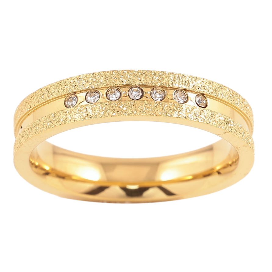 Кольцо Xuping TTM Stainless Steel Цвет 14К Дорожка циркония с шагренью, шир. 4мм фото №1