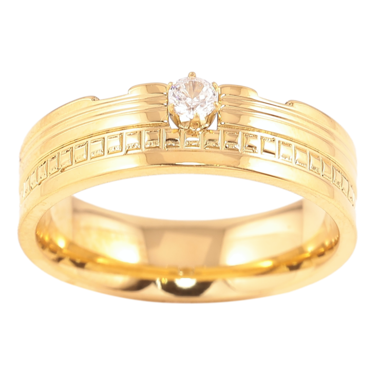 Кольцо Xuping TTM Stainless Steel Цвет 14К Узор с цирконием, шир. 5.5мм фото №21