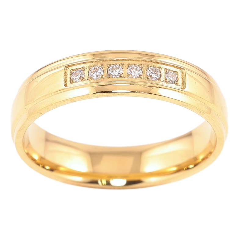 Каблучка Xuping TTM Stainless Steel Колір 14К «Доріжка цирконію, шир. 4.5мм» фото №12