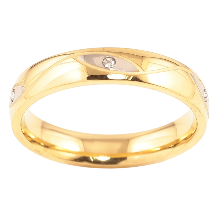 Кольцо Xuping TTM Stainless Steel Цвет 14К + Родий Узор с цирконием, шир. 3.5мм фото №17