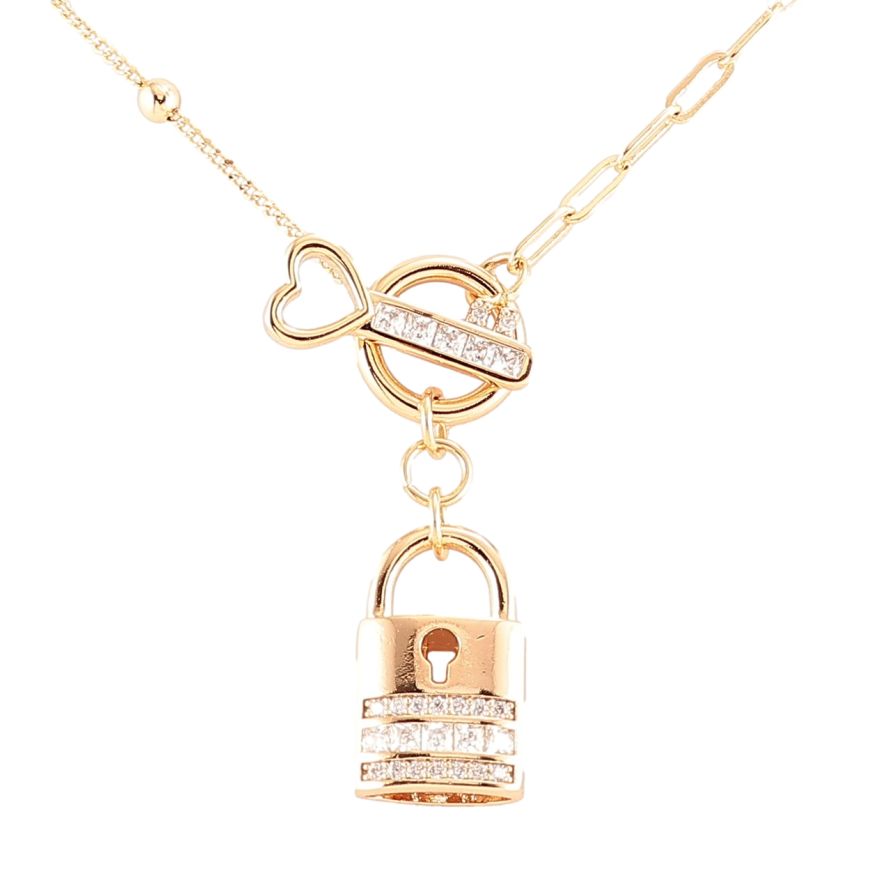 Підвіска на ланцюжку Xuping Позолота 18K «Замочок з ключиком» довжина 44см х 1-3мм, без замка фото №1
