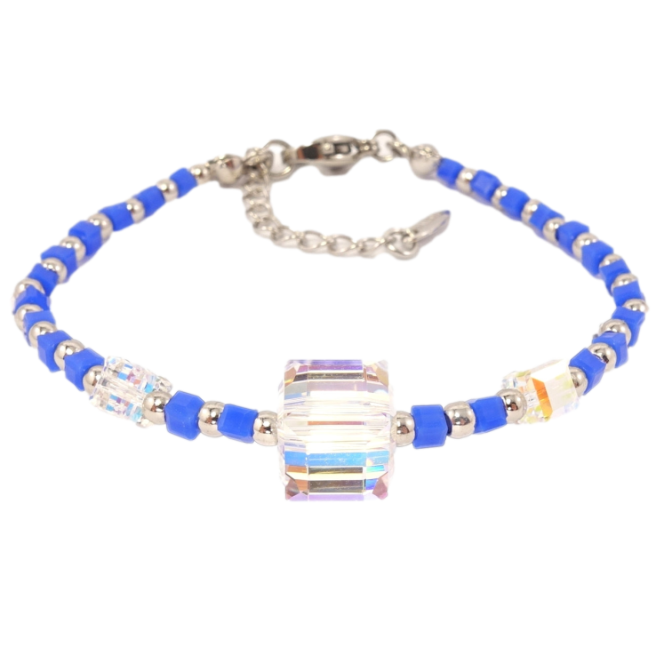 Браслет Xuping Родій із кристалами Swarovski Кристали Shimmer з намистинами розмір з доп. ланцюжком 15-18см фото №2