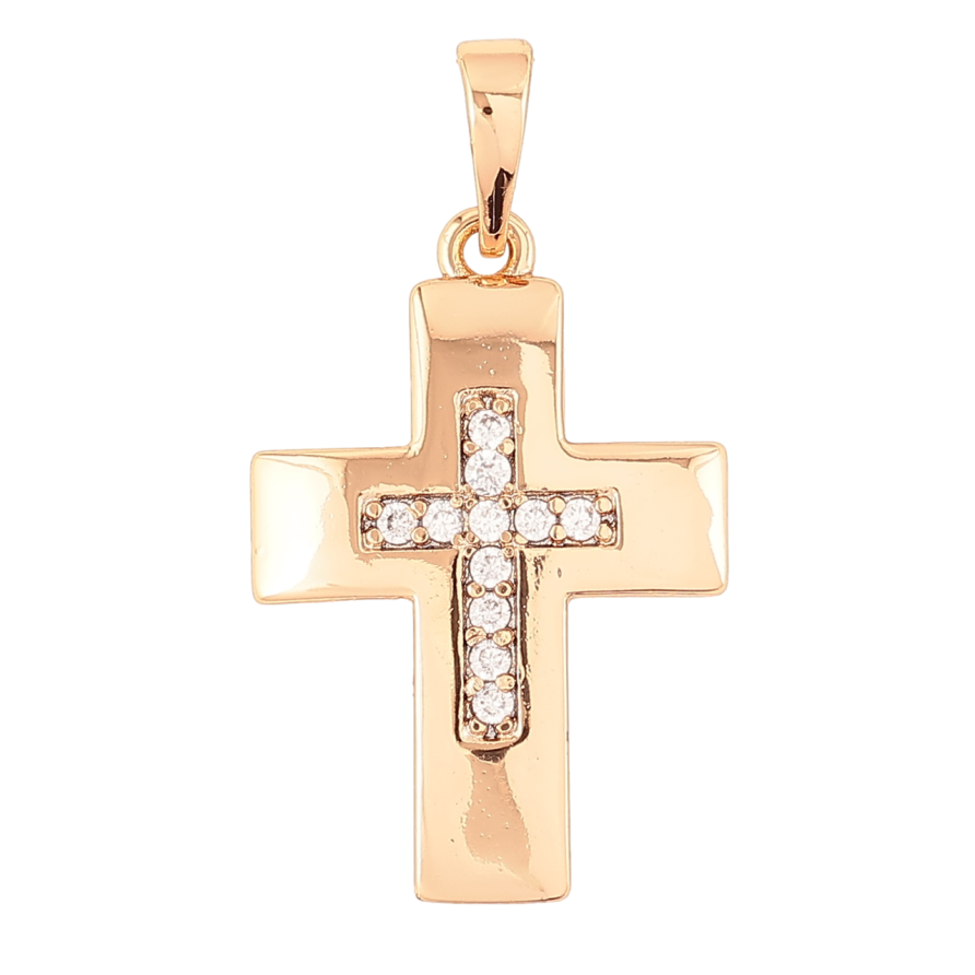 Кулон Xuping Позолота 18K Крест с цирконием для цепочки до 6мм фото №1