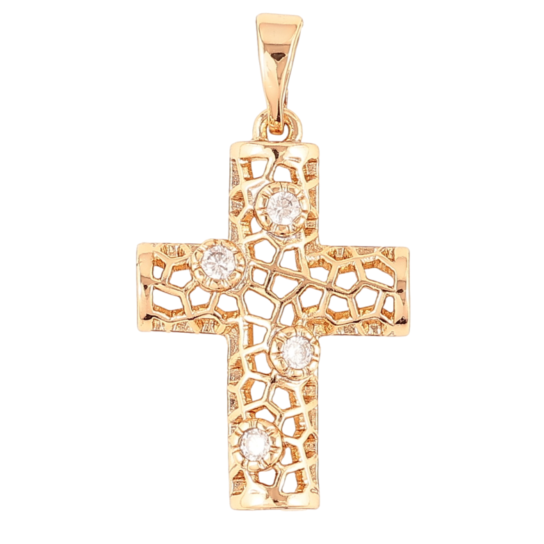 Кулон Xuping Позолота 18K Крест резной с цирконием для цепочки до 5мм фото №21