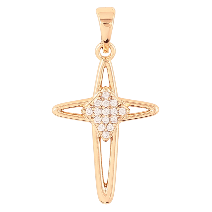 Кулон Xuping Позолота 18K Крест с цирконием для цепочки до 5мм фото №5
