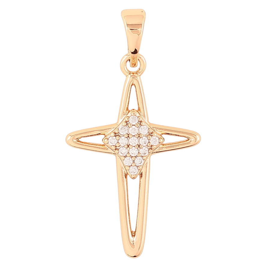 Кулон Xuping Позолота 18K Крест с цирконием для цепочки до 5мм фото №1