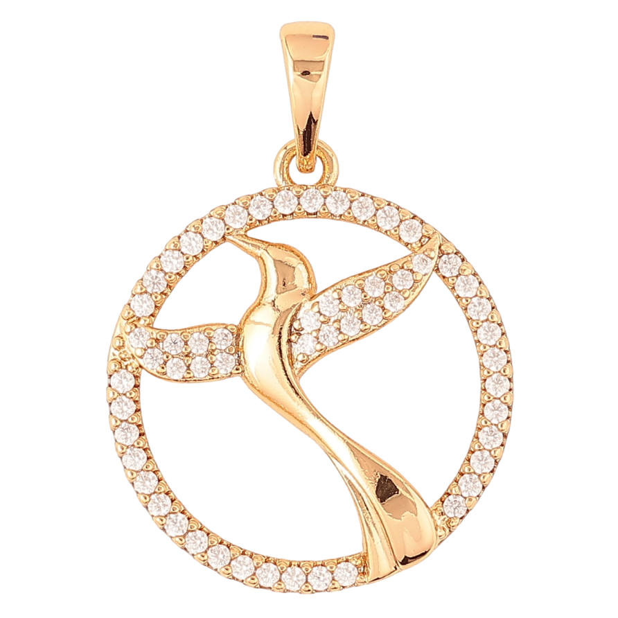 Кулон Xuping Позолота 18K «Птах у колечку, інкрустація цирконієм» для ланцюжка до 6мм фото №1