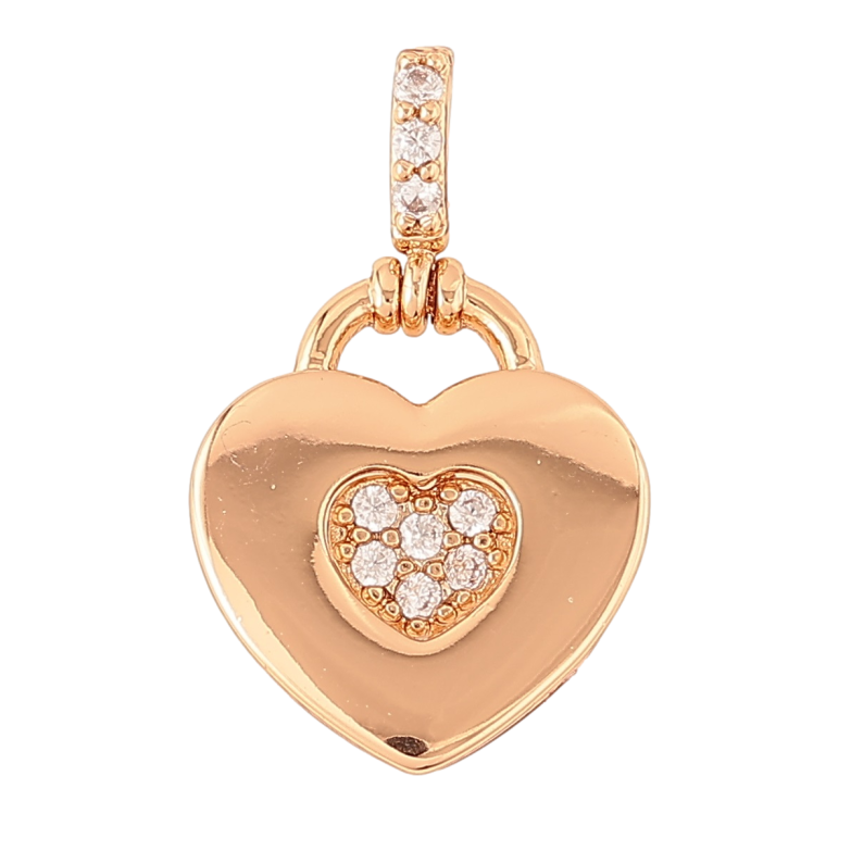 Кулон Xuping Позолота 18K Сердечко-замочек с цирконием для цепочки до 2мм фото №6