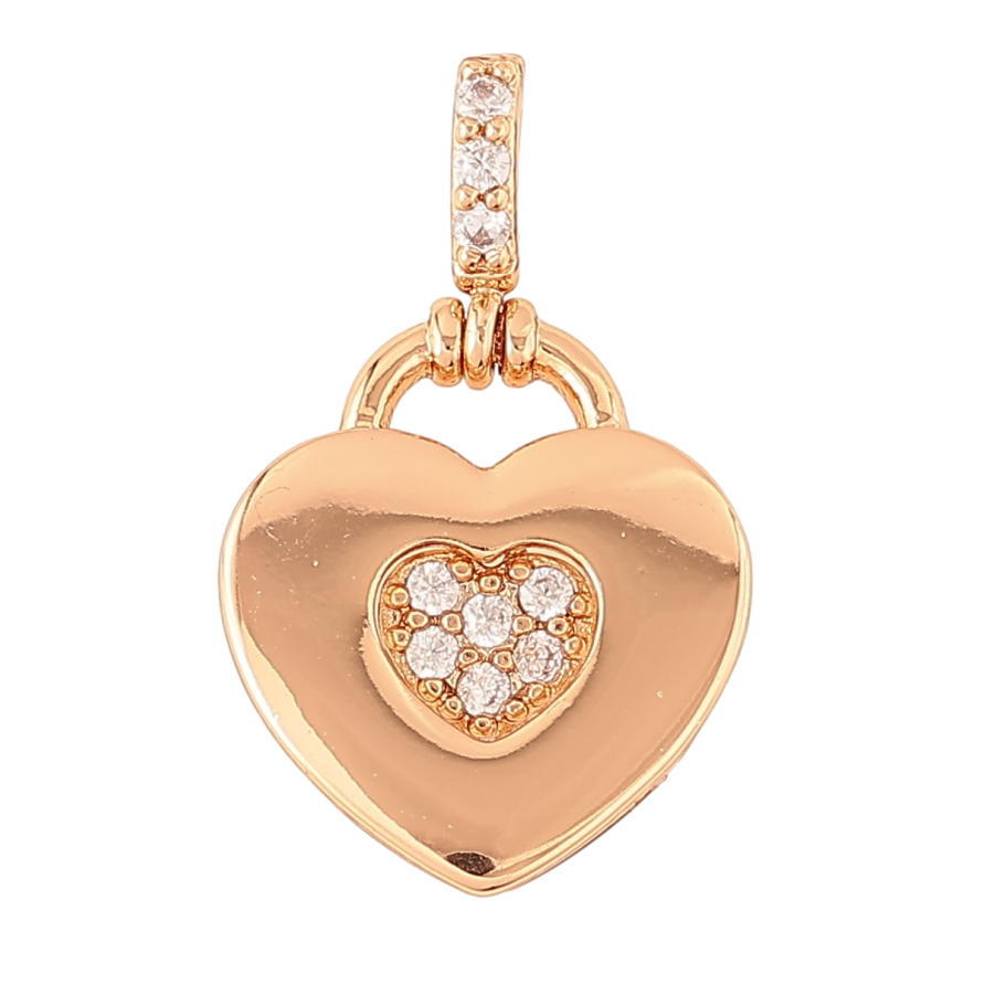 Кулон Xuping Позолота 18K «Сердечко-замочок з цирконієм» для ланцюжка до 2мм фото №1