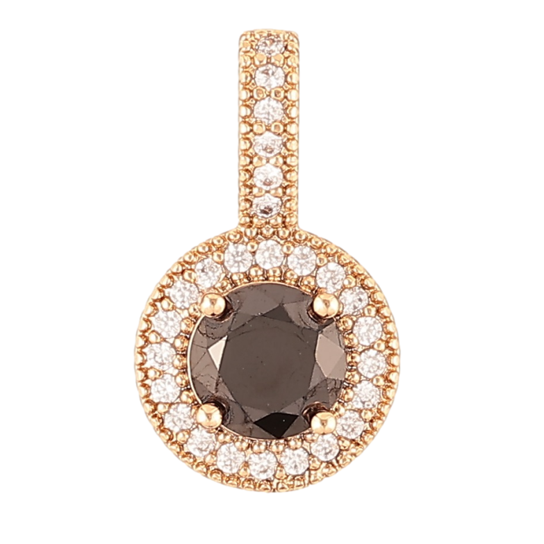 Кулон Xuping Позолота 18K Черный фианит в обрамлении циркония для цепочки до 4мм фото №1