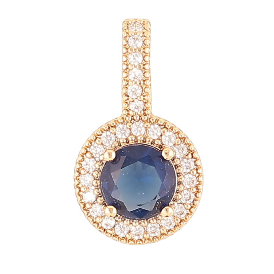 Кулон Xuping Позолота 18K «Синій фіаніт в обрамленні цирконію» для ланцюжка до 4мм фото №1