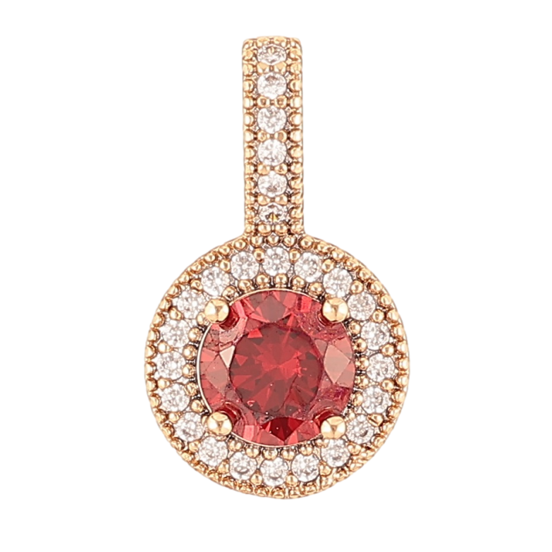 Кулон Xuping Позолота 18K Красный фианит в обрамлении циркония для цепочки до 4мм фото №1