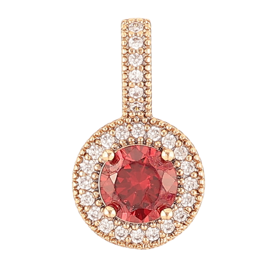 Кулон Xuping Позолота 18K Красный фианит в обрамлении циркония для цепочки до 4мм фото №1