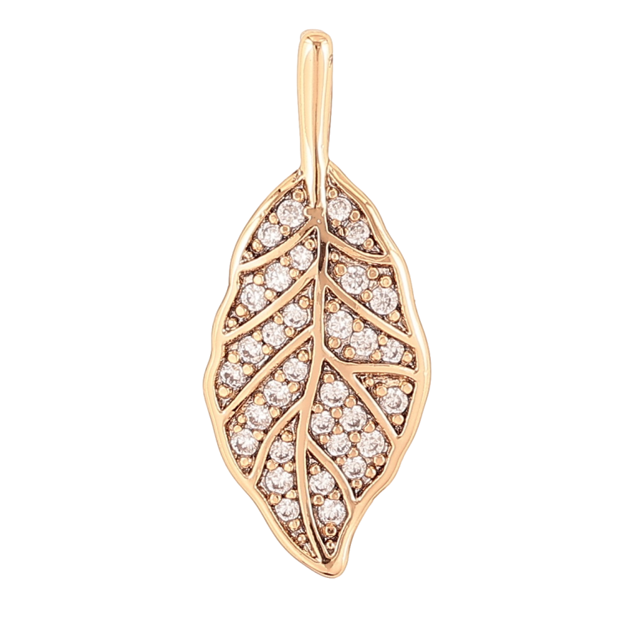 Кулон Xuping Позолота 18K Листик с цирконием для цепочки до 3мм фото №1