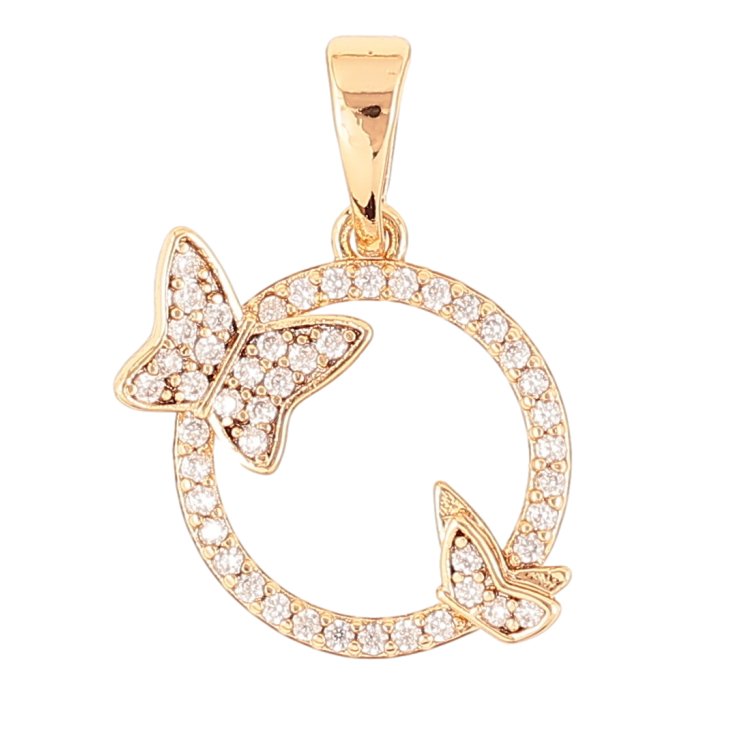 Кулон Xuping Позолота 18K Колечко с бабочками, инкрустация цирконием для цепочки до 5мм фото №15