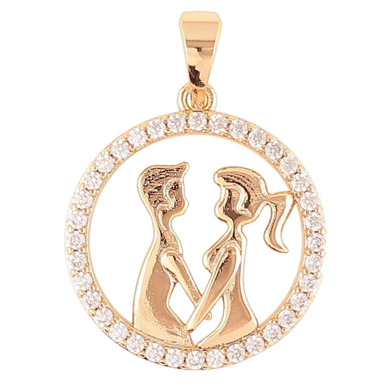 Кулон Xuping Позолота 18K «Закохана пара в колечку цирконію» для ланцюжка до 5мм фото №3