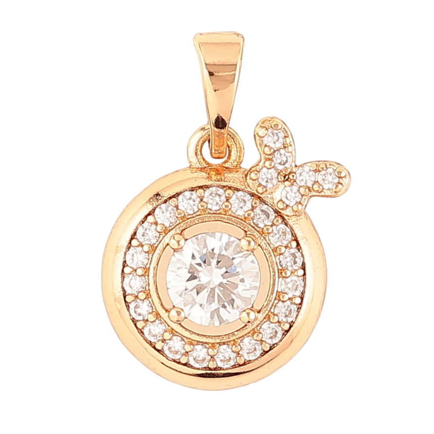 Кулон Xuping Позолота 18K «Кругла підвіска з цирконієм і метеликом» для ланцюжка до 5мм фото №1