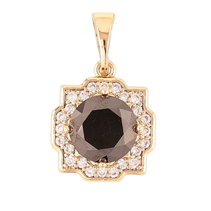 Кулон Xuping Позолота 18K «Чорний фіаніт у декоративному обрамленні цирконію» для ланцюжка до 5мм фото №10