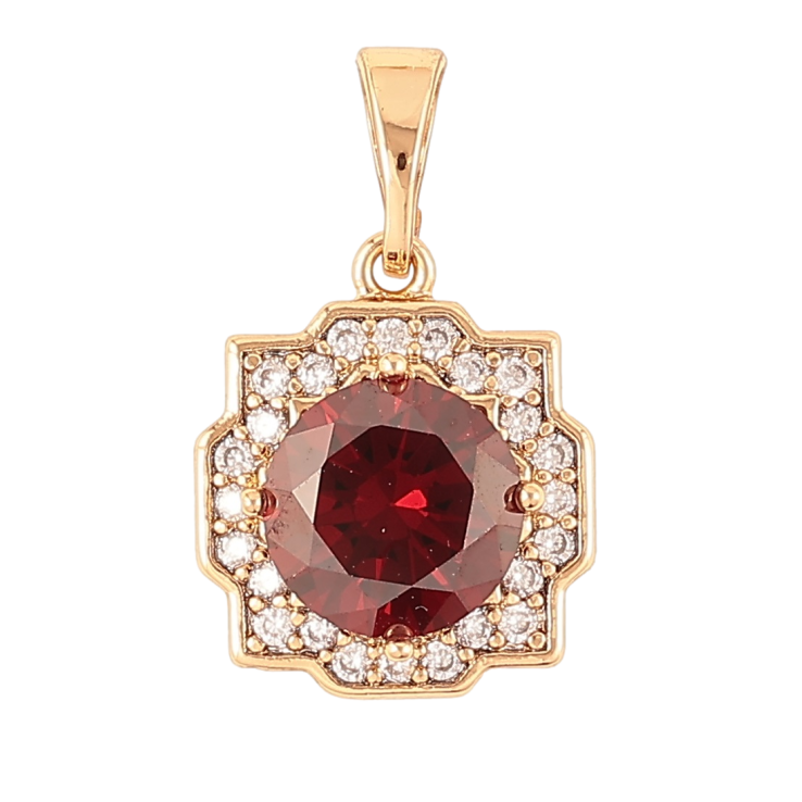 Кулон Xuping Позолота 18K Красный фианит в декоративном обрамлении циркония для цепочки до 5мм фото №13