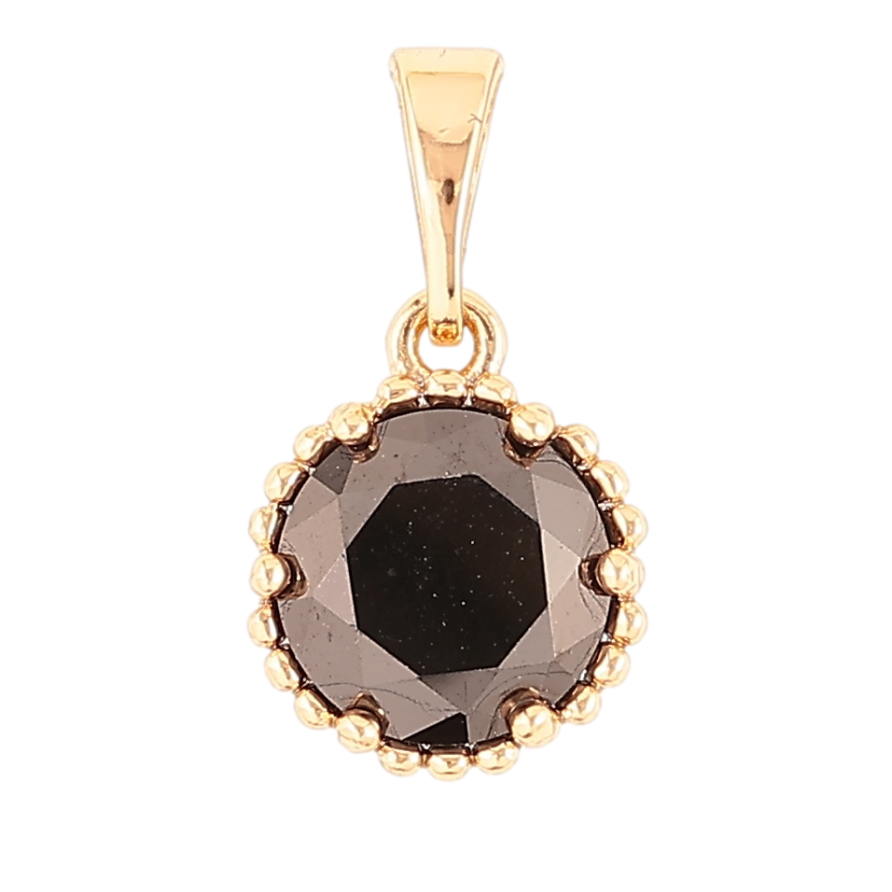 Кулон Xuping Позолота 18K Черный фианит, ø 9мм для цепочки до 5мм фото №1