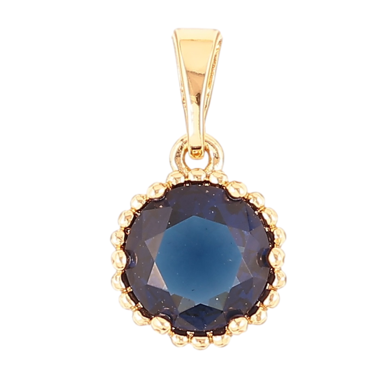 Кулон Xuping Позолота 18K «Синій фіаніт, ø 9мм» для ланцюжка до 5мм фото №1