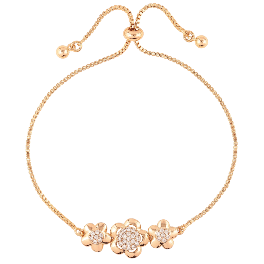 Браслет Xuping Позолота 18K Цепочка с цветочной вставкой на бегунке 10-22см х 1мм фото №1