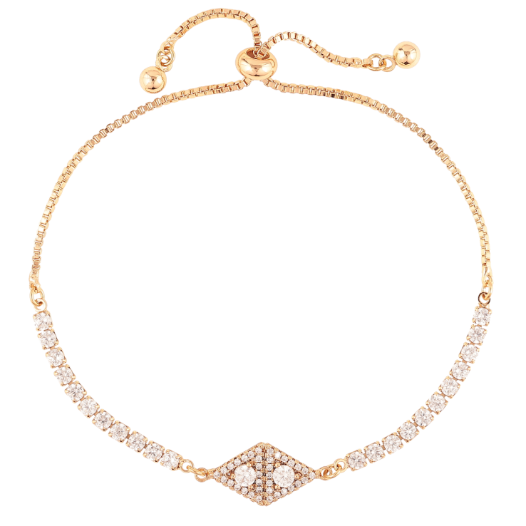 Браслет Xuping Позолота 18K «Доріжка цирконію з ромбовою вставкою» на бігунку 10-22см х 1мм фото №6