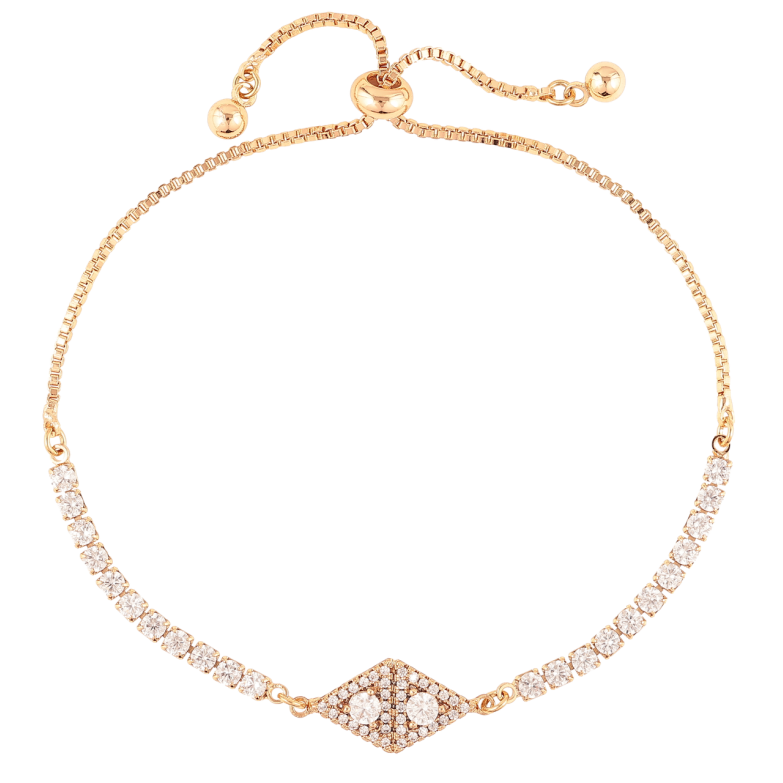 Браслет Xuping Позолота 18K «Доріжка цирконію з ромбовою вставкою» на бігунку 10-22см х 1мм фото №1