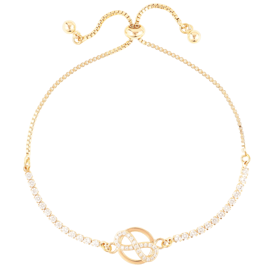 Браслет Xuping Позолота 18K «Доріжка цирконію зі вставкою нескінченність» на бігунку 12-22см х 1мм фото №1